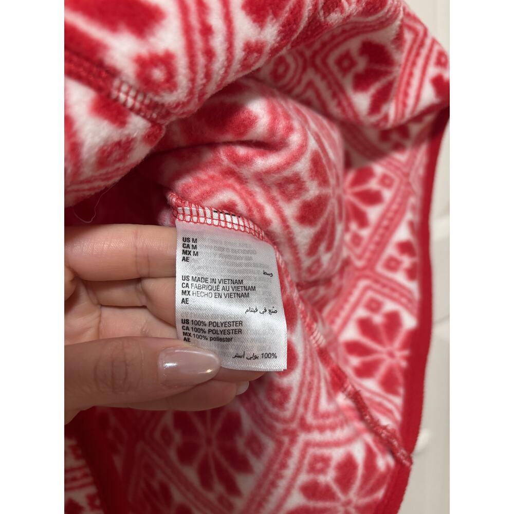 Style & Co. Red and White Patterned Fleece Pullover M - Picture 6 of 7